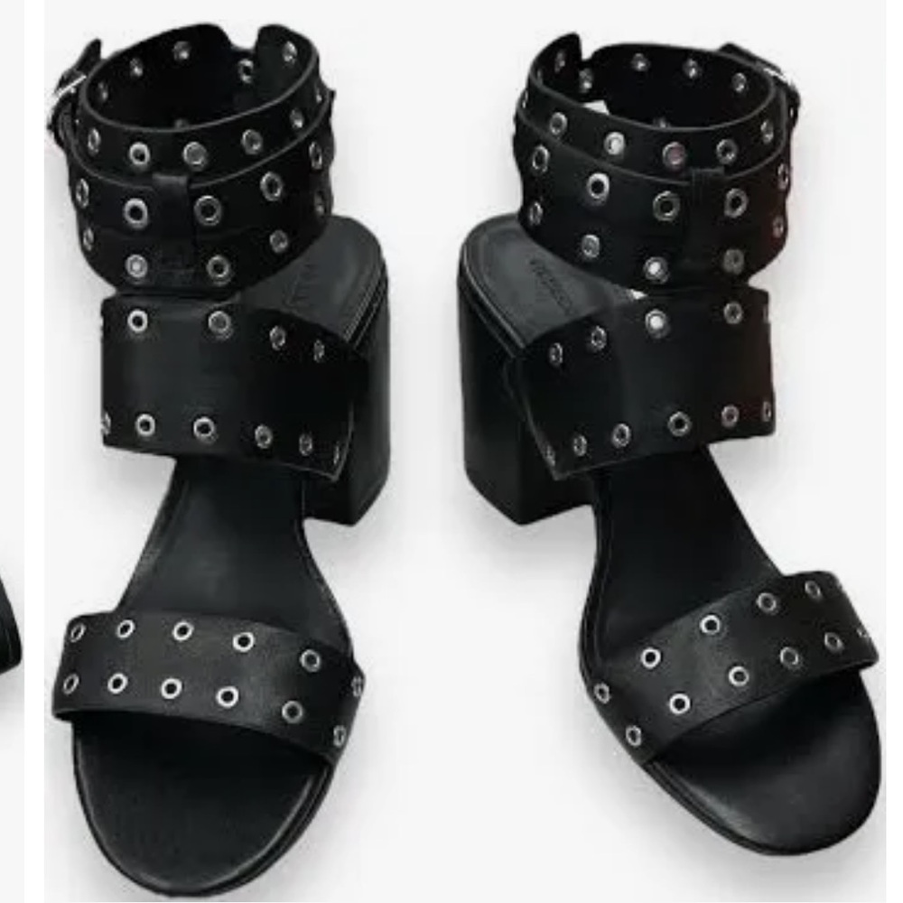 Super cute Rebecca Minkoff heels silver studded on black leather - Picture 5 of 16
